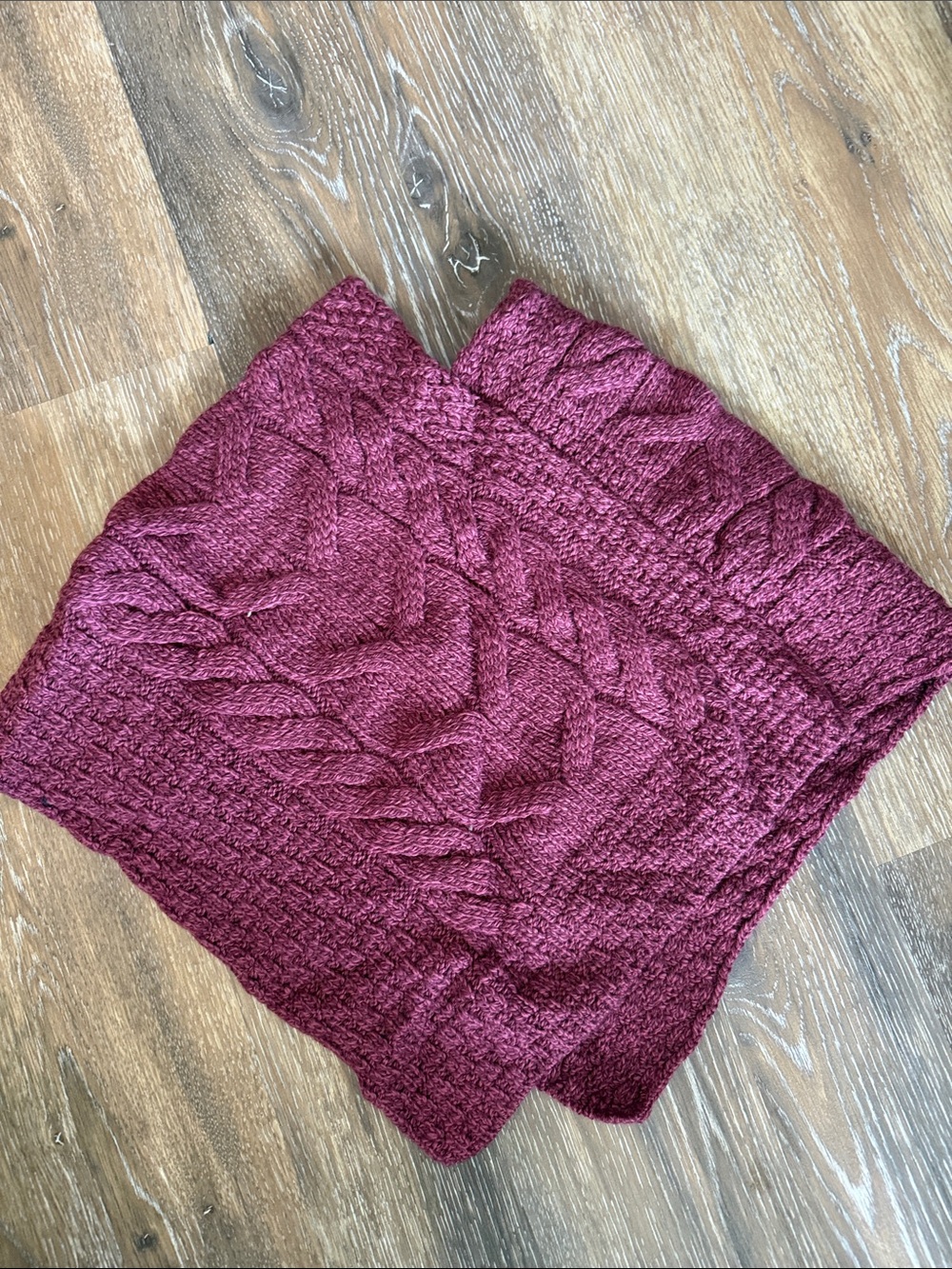 Aran Kids Cable Knit Poncho in Wine Red